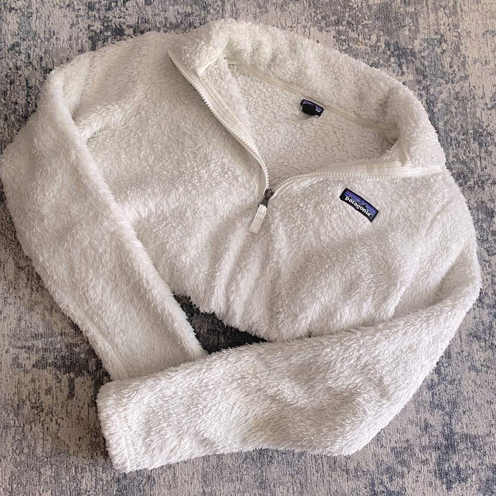 Patagonia Los Gatos White Fuzzy Quarter Zip Pullover, size medium Good condition